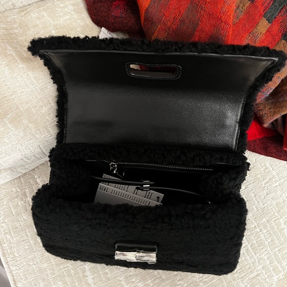 Brandon Blackwoods Bowen Bag in Black Shearling with Silver Hardware - Picture 6 of 7